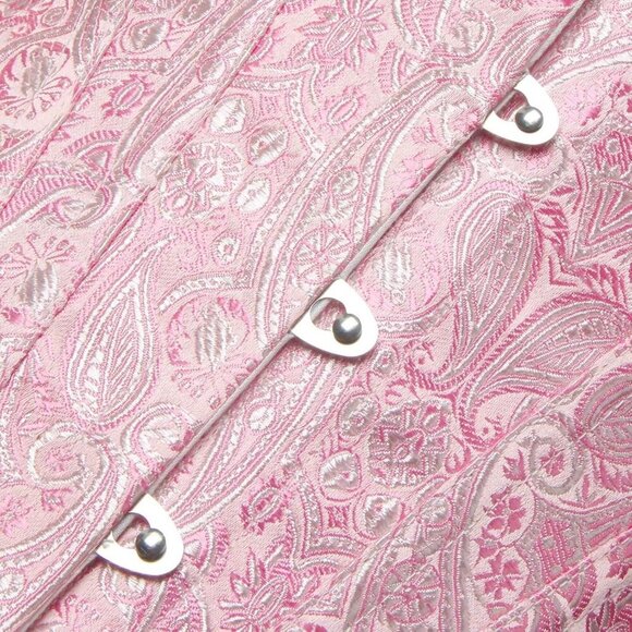 Women First Pink-plastic Bones Victorian Vintage Brocade Lace Up Overbust Corset - Picture 5 of 6
